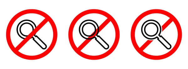 Detener Prohibir Signo Redondo Rojo Con Icono Lupa Ilustración Vectorial — Vector de stock