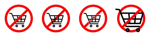 Icono Prohibición Carrito Compras Carrito Compras Está Prohibido Detener Prohibir — Vector de stock