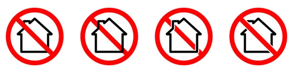 Casa Está Prohibida Detener Prohibir Signo Redondo Rojo Con Icono — Vector de stock