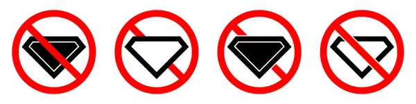 Diamante Está Prohibido Detener Prohibir Signo Redondo Rojo Con Icono — Vector de stock