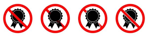 メダルのアイコンはない ガランティ アイコン 賞は禁止です メダルアイコンで赤い丸印を停止または禁止します ベクターイラスト — ストックベクタ