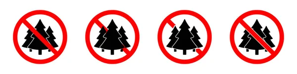 Zatrzymaj Lub Zakazać Czerwony Okrągły Znak Ikoną Choinki Ilustracja Wektora — Wektor stockowy