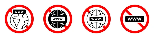 Icono Prohibición Conexión Internet Internet Está Prohibido Detener Prohibir Signo — Vector de stock
