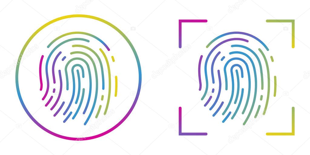 Fingerprint recognition concept. Fingerprint icons set. Abstract thumbprint icon. Vector illustration