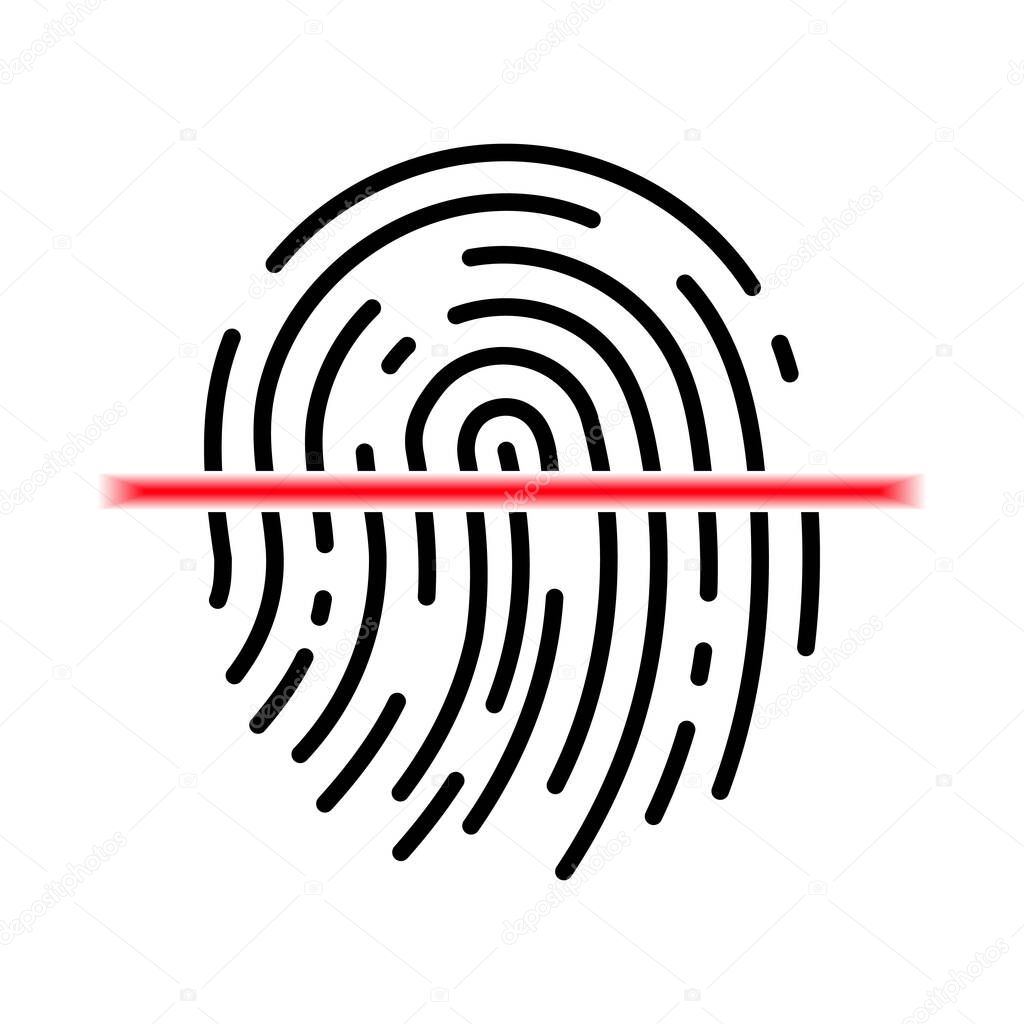 Fingerprint recognition concept. Fingerprint icon. Black thumbprint icon. Vector illustration