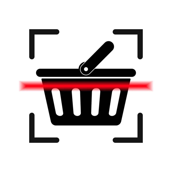 Icono Escaneo Cesta Compra Concepto Comercio Electrónico Ilustración Vectorial Icono — Vector de stock