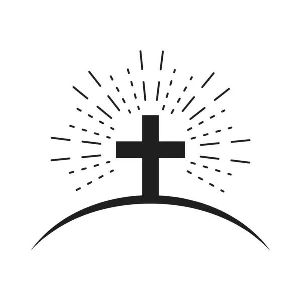 Икона Христианского Креста Векторный Христианский Крест Символ Чёрной Религии Векторная — стоковый вектор