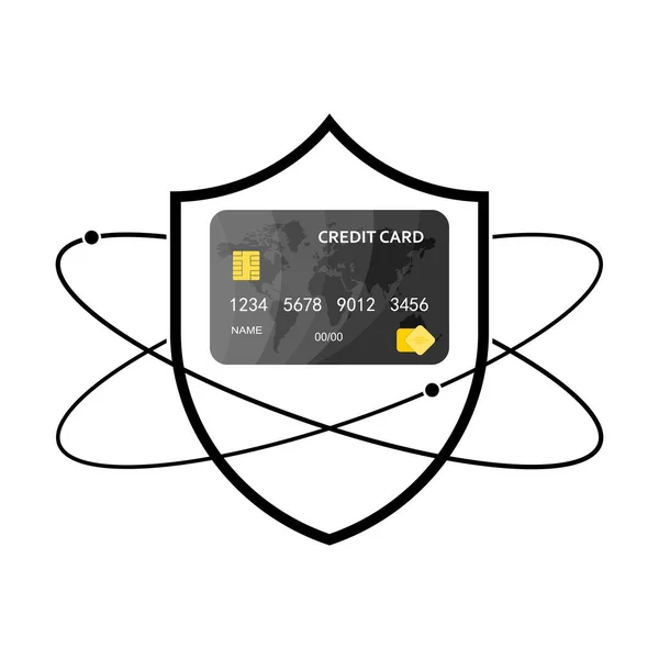 Ασπίδα Εικονίδιο Πιστωτικής Κάρτας Εικόνα Γραμμικής Ασπίδας Εικονογράφηση Διανύσματος Σύμβολο — Διανυσματικό Αρχείο