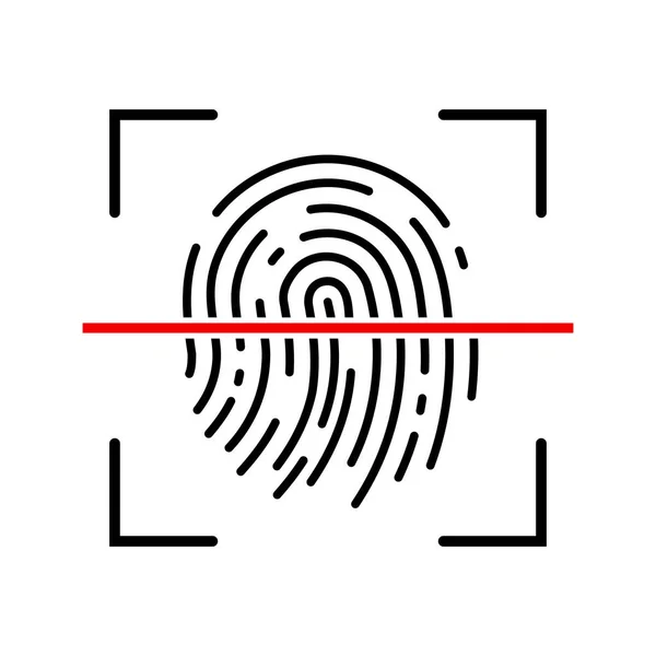 指紋認識の概念 指紋アイコン 黒いサムプリントアイコン ベクターイラスト — ストックベクタ