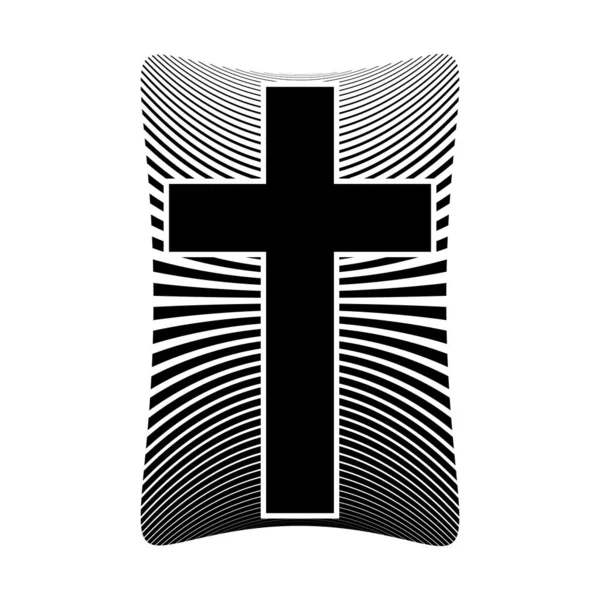 Ícone Cruz Cristã Logotipo Religião Negra Ilustração Vetorial Logotipo Cristão — Vetor de Stock