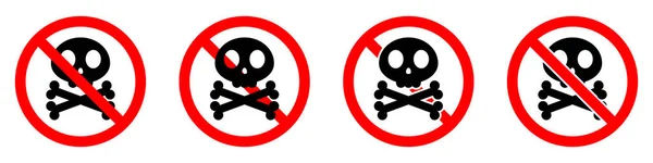 Stop Verbied Rood Rond Bord Met Schedel Kruis Pictogram Vector — Stockvector