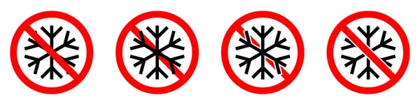 Stop Verbied Rood Rond Bord Met Sneeuwvlokje Pictogram Vector Illustratie — Stockvector
