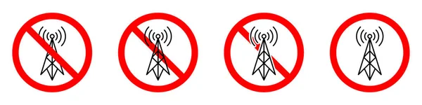 Немає Сигналу Набір Значків Антени Сигнал Wifi Заборонений Зупинити Або — стоковий вектор