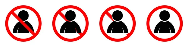 Ningún Icono Hombre Gente Está Prohibida Detener Prohibir Signo Redondo — Archivo Imágenes Vectoriales