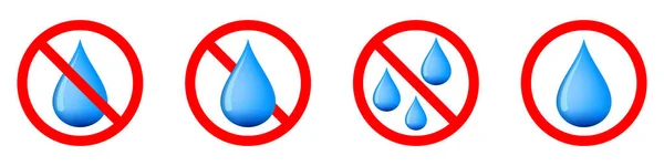 Wasser Ist Verboten Kein Wassertropfen Symbol Stopp Oder Verbot Roter — Stockvektor