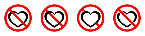 Liefde Verboden Stop Verbied Rood Ronde Bord Met Hart Pictogram — Stockvector