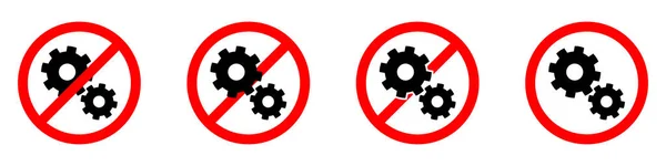 Cogwheels Ban Icon Gears Prohibited Stop Ban Red Sign Gears — Stock Vector