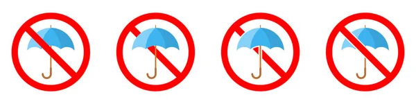 Regenschirme Sind Verboten Stoppt Regenschirm Icons Vektorillustration Kein Regenschirmschild Auf — Stockvektor
