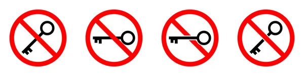 Key Prohibited Key Icon Stop Ban Red Sign Key Icon — Stock Vector