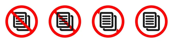 Detener Prohibir Signo Redondo Rojo Con Icono Del Documento Ilustración — Vector de stock