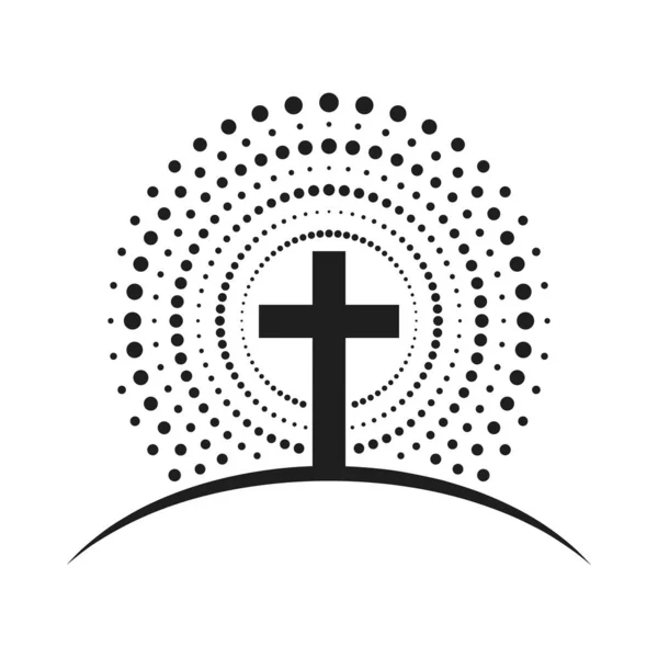 Kristen Korsikon Vektorkristet Kors Svart Religionssymbol Vektorillustration — Stock vektor