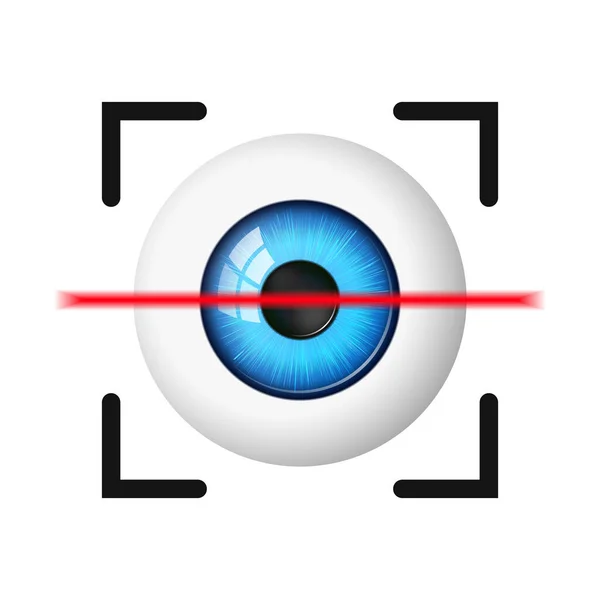 眼睛扫描图标 视网膜扫描的概念 黑色安全锁标志 矢量说明 — 图库矢量图片