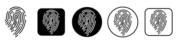 Concetto Riconoscimento Delle Impronte Digitali Icone Con Impronte Digitali Impostate — Vettoriale Stock