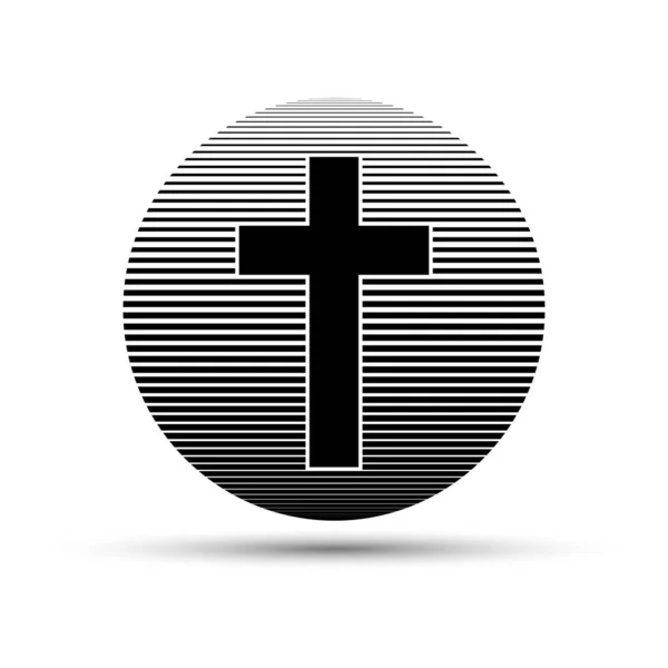 Icono Cruz Cristiana Logo Religión Negra Ilustración Vectorial Logotipo Cristiano — Vector de stock