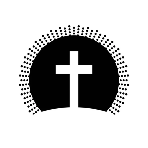 Икона Христианского Креста Векторный Христианский Крест Символ Чёрной Религии Векторная — стоковый вектор