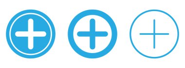 More icon. Set of plus icons in a circle. Vector illustration. Isolated icons