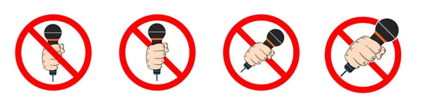 Mic Allowed Mic Ban Icons Set Microphone Prohibited Stop Ban — Vector de stock