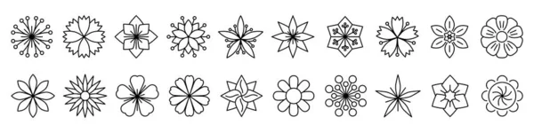 Flower Icon Set Linear Flower Icons Icons Different Flowers Vector - Stok Vektor