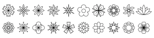Flower Icon Set Linear Flower Icons Icons Different Flowers Vector — Stockový vektor