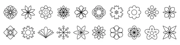 Flower Icon Set Linear Flower Icons Icons Different Flowers Vector — Stockový vektor