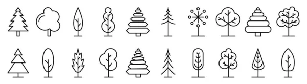 Tree Icons Set Linear Tree Icons Icons Different Trees Isolated — Vector de stock