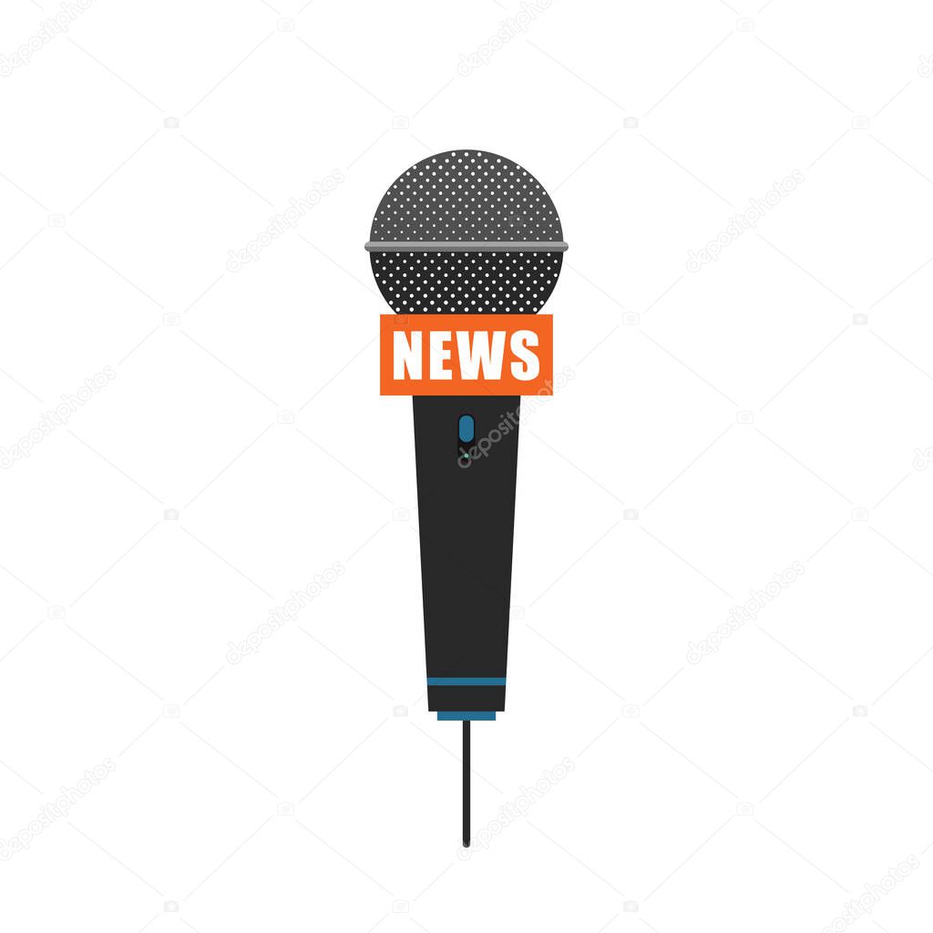 Microphone image isolated. Radio and TV news or interviews. Vector illustration. Microphone icon