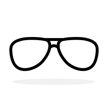 Gözlük simgesi. Güneş gözlüğü ikonu. Vektör çizimi. Güneş gözlüğü vektör simgesi. Siyah doğrusal gözlük simgesi