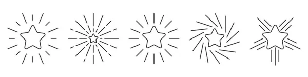 Star Icon Set Linear Stars Rays Vector Illustration Black Vector — Archivo Imágenes Vectoriales