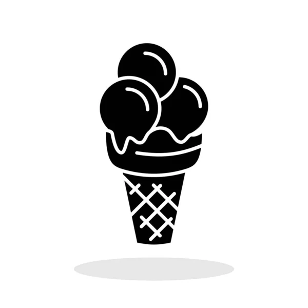 Значок Мороженого Черная Икона Мороженого Изолированная Икона Векторного Мороженого — стоковый вектор