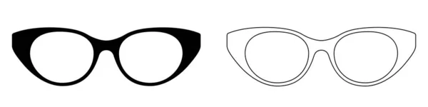 眼镜图标 一套太阳镜图标 矢量图解 太阳镜矢量图标 黑色直线眼镜图标 — 图库矢量图片