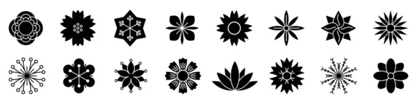Иконка Цветов Набор Черных Цветочных Икон Векторные Иконки Разных Цветов — стоковый вектор