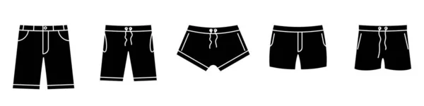 Swimming Trunks Icon Set Black Shorts Icons Vector Illustration Swimming — 图库矢量图片