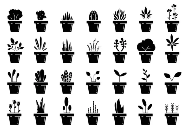 Flowerpot Icons Set Floral Plants Pots Plant Pot Isolated Houseplant Royalty Free Stock Illustrations