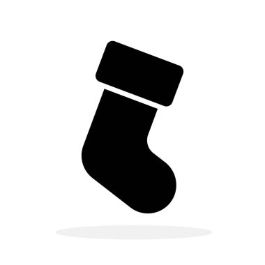 Noel çorabı ikonu. Siyah Noel çorabı izole edilmiş. Vektör illüstrasyonu