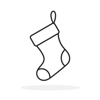 Noel çorabı ikonu. Siyah doğrusal Noel çorap ikonu. Vektör çizimi. Çorapları asmak