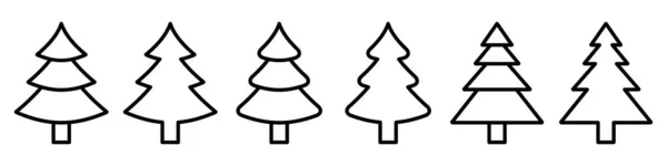 Icono Del Árbol Navidad Conjunto Iconos Lineales Del Árbol Navidad — Archivo Imágenes Vectoriales