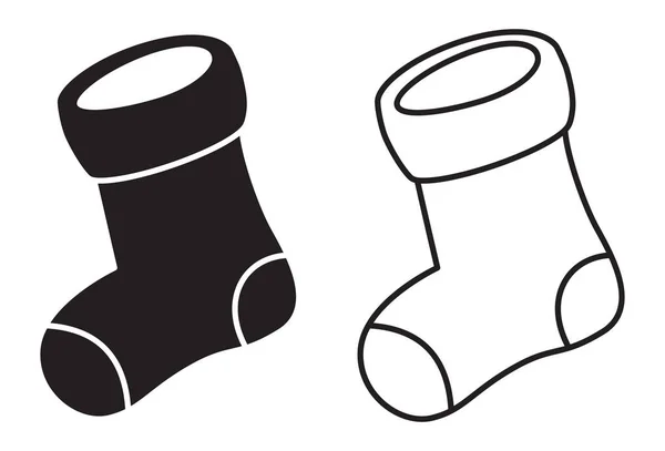 Noel Çorabı Ikonu Siyah Noel Çorapları Vektör Çizimi Çorap Simgesi — Stok Vektör