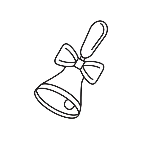 Значок Колокольчика Колокол Луком Черный Значок Плоской Линейной Конструкции Векторная — стоковый вектор
