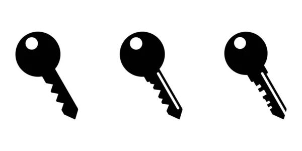 Key Icon Set Black Icons Keys Flat Design Vector Illustration — Stock Vector