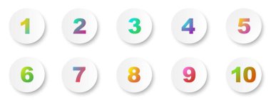 Madde 1 'den 10' a kadar. Yaratıcı 3D işaretleyiciler ayarlandı. Vektör illüstrasyonu.